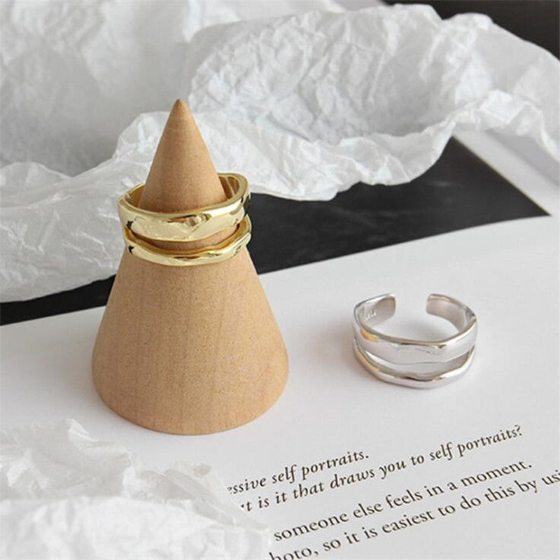 Korean Style Fashion Fresh Irregular Glossy Wave Rings