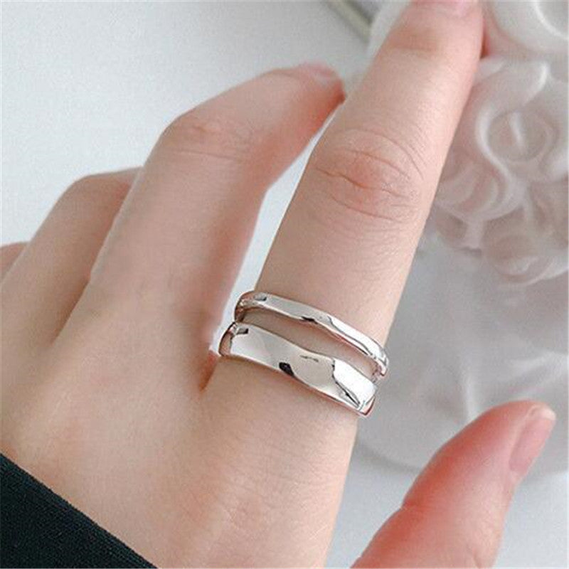 Korean Style Fashion Fresh Irregular Glossy Wave Rings