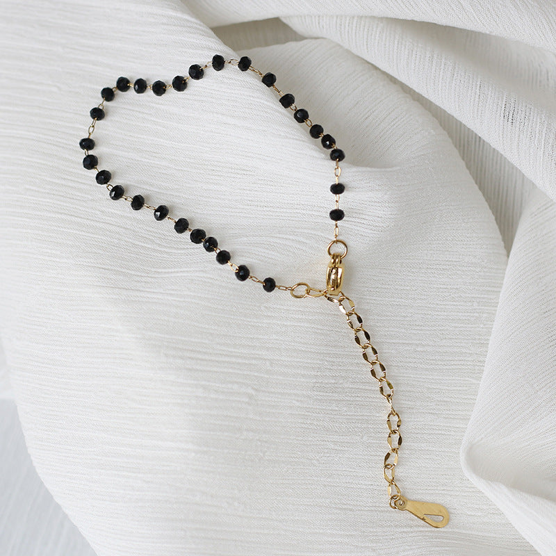 Chain Black Beads Surface Cutting Clavicle Necklaces