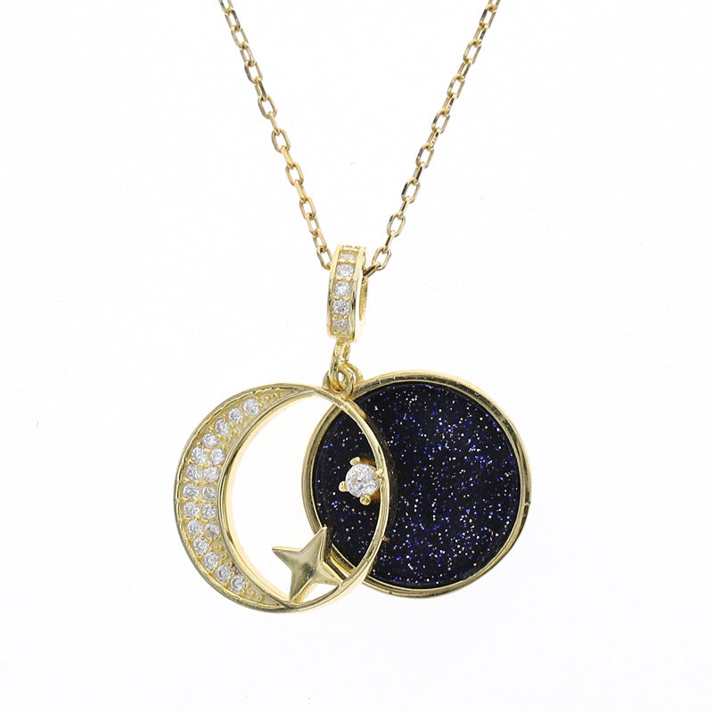 Sterling Sier Temperamental Star Moon Clavicle Necklaces