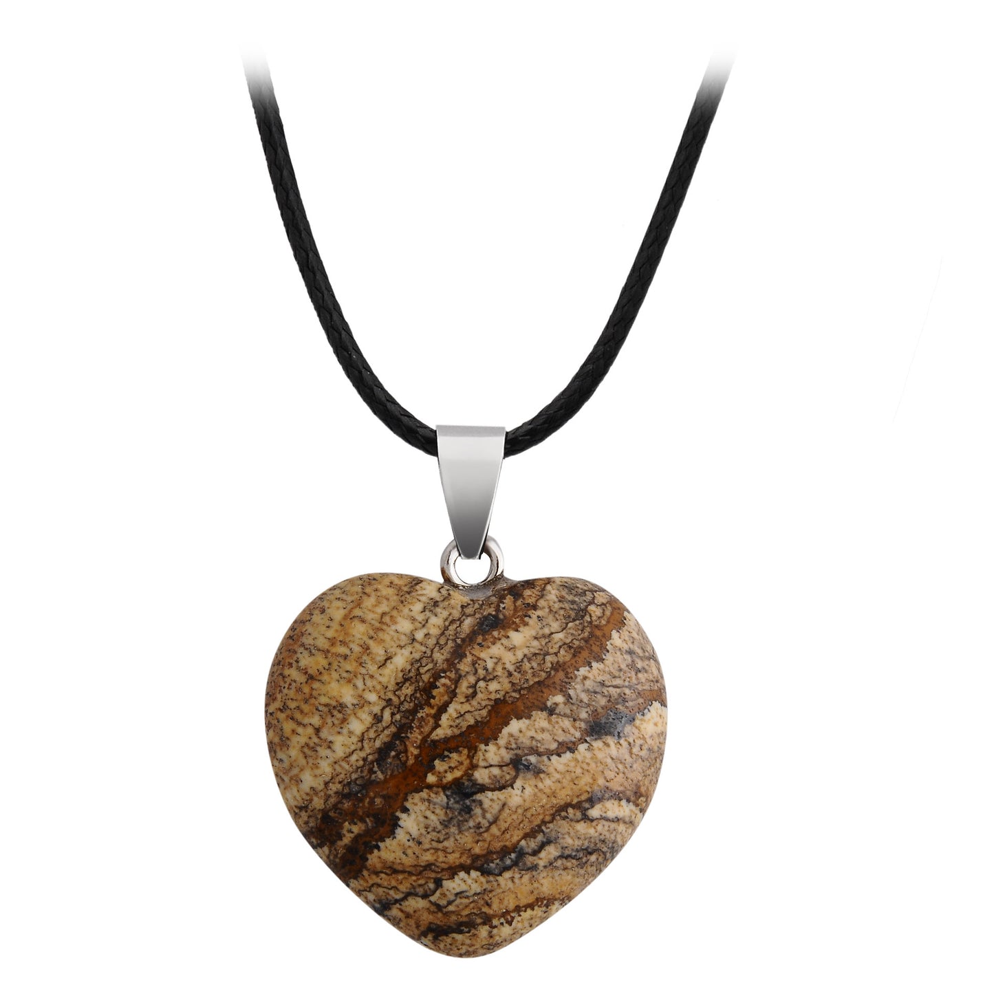 Natural Stone Hand Carved Heart-shaped Rough Necklaces