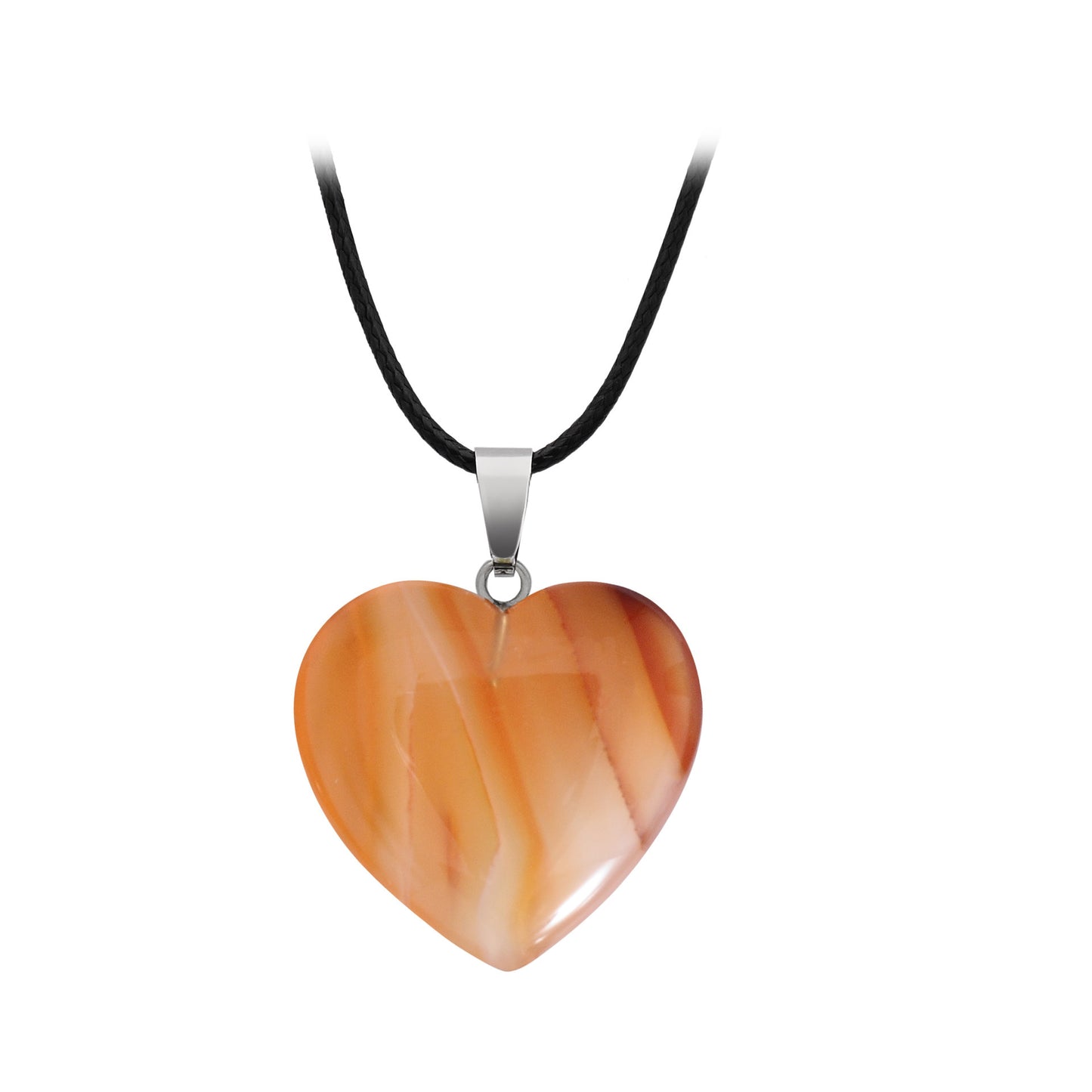 Natural Stone Hand Carved Heart-shaped Rough Necklaces