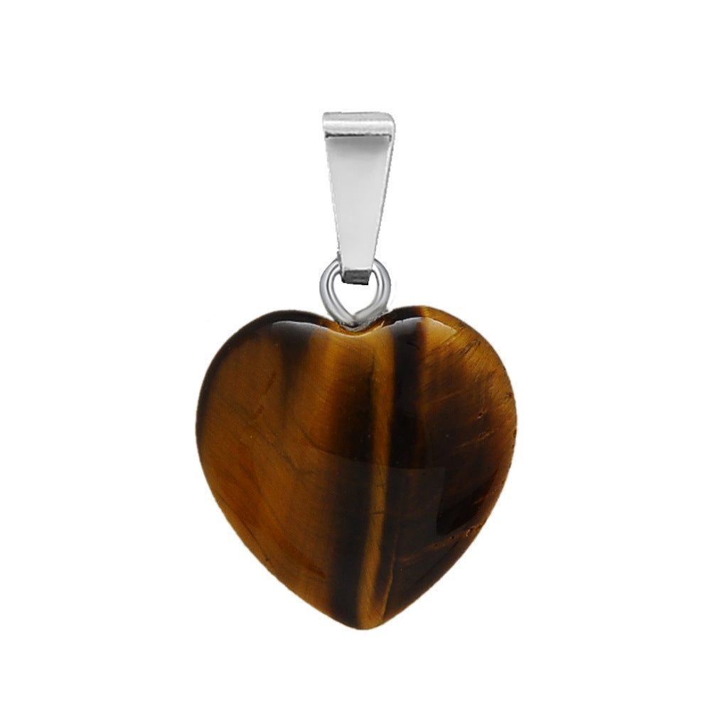 Natural Stone Hand Carved Heart-shaped Rough Necklaces
