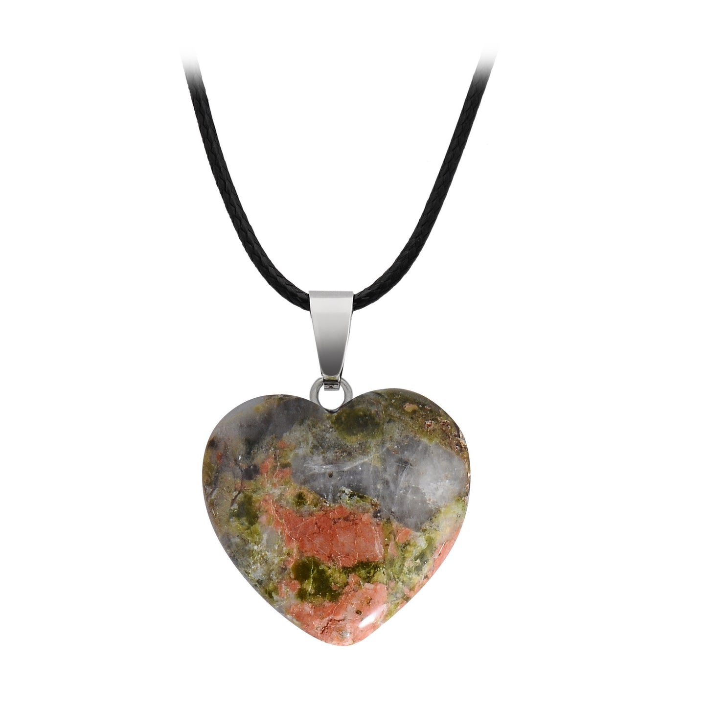 Natural Stone Hand Carved Heart-shaped Rough Necklaces