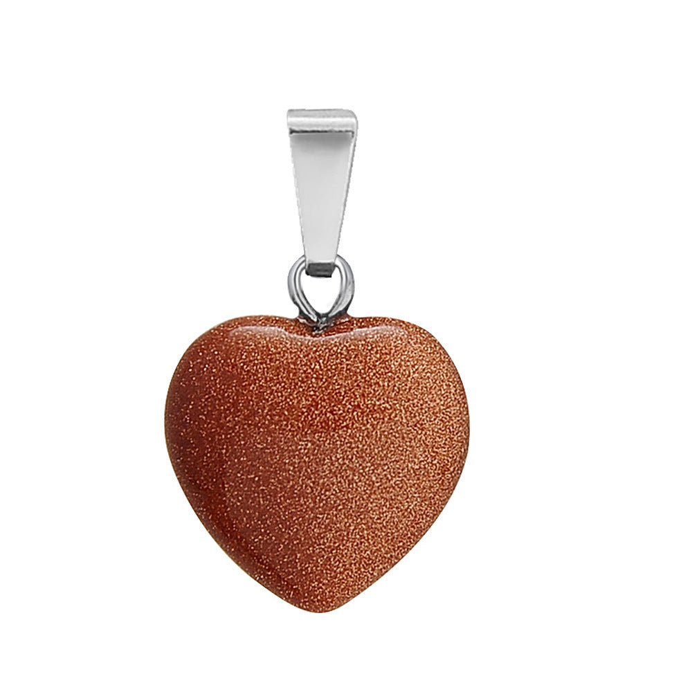 Natural Stone Hand Carved Heart-shaped Rough Necklaces