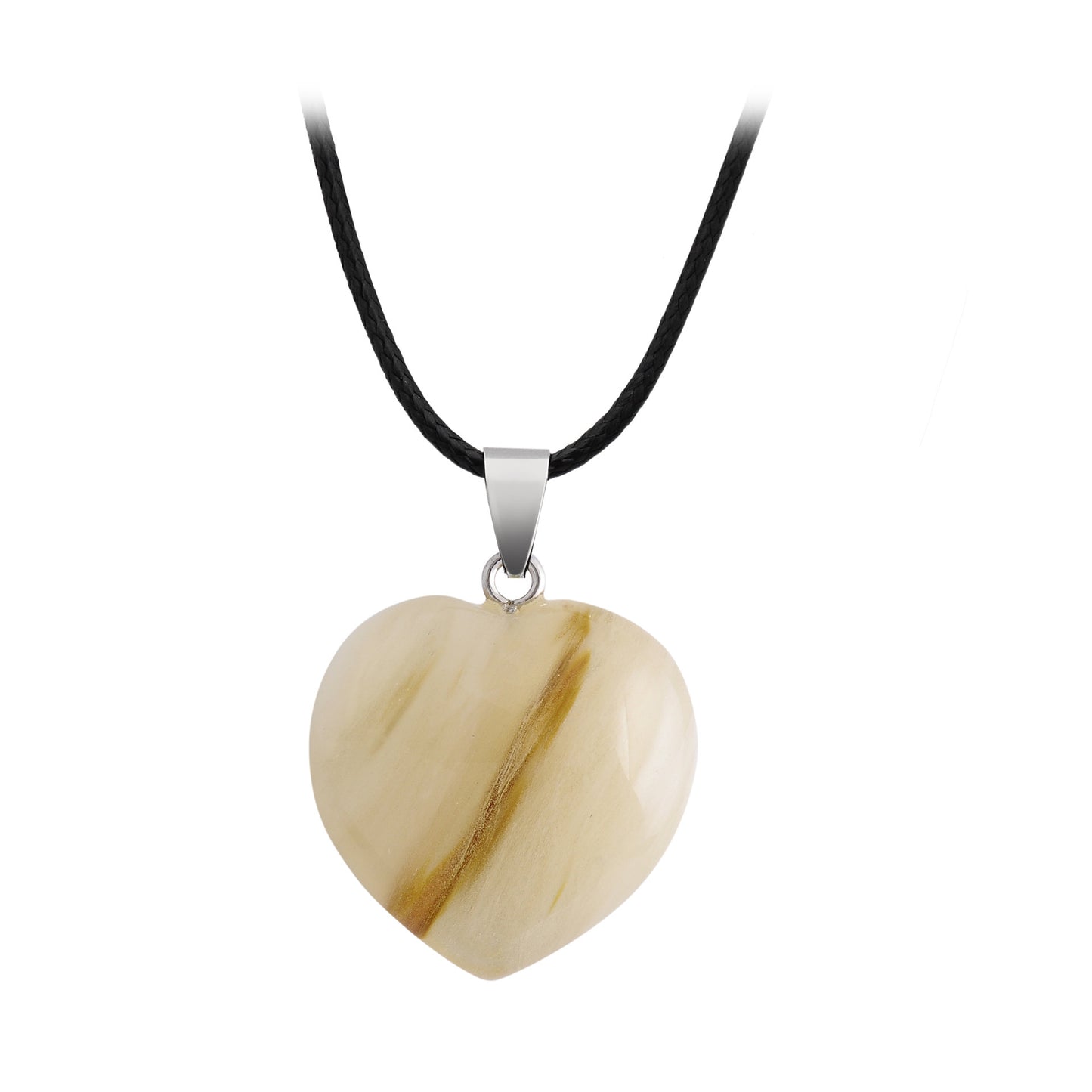 Natural Stone Hand Carved Heart-shaped Rough Necklaces