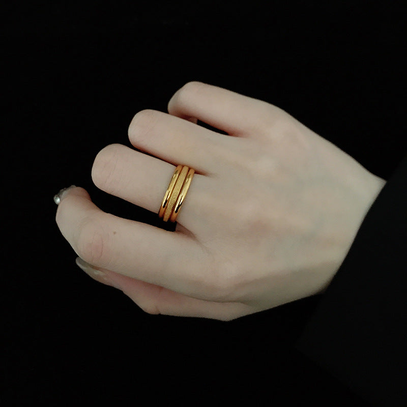 Steel Gold Small Simple Cold Style Rings