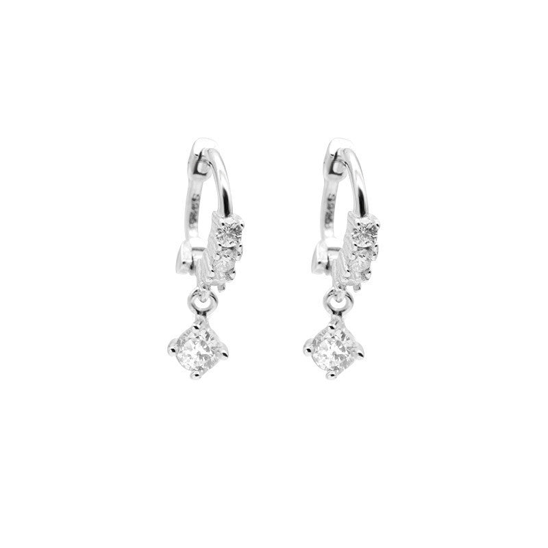 Korean Style Simple Compact Micro Rhinestone Ear Clip Earrings