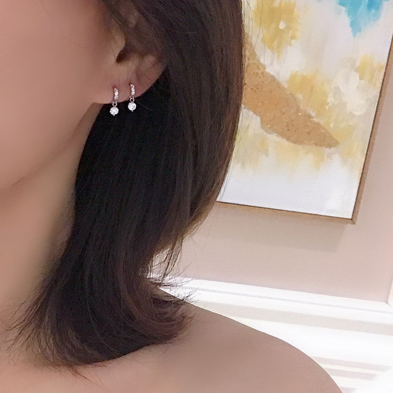 Korean Style Simple Compact Micro Rhinestone Ear Clip Earrings