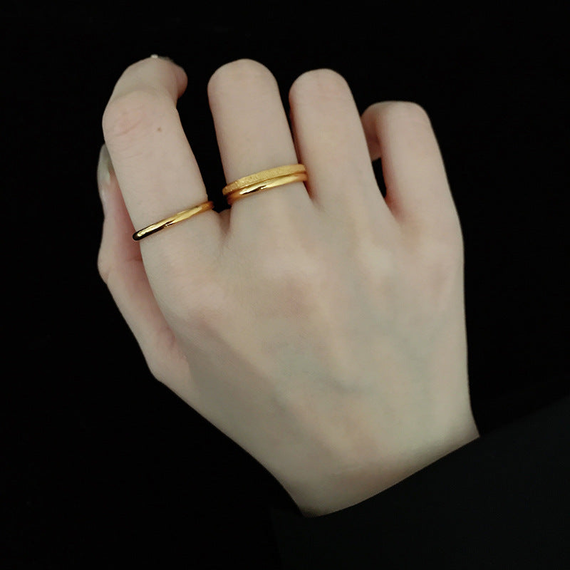 Steel Gold Small Simple Cold Style Rings