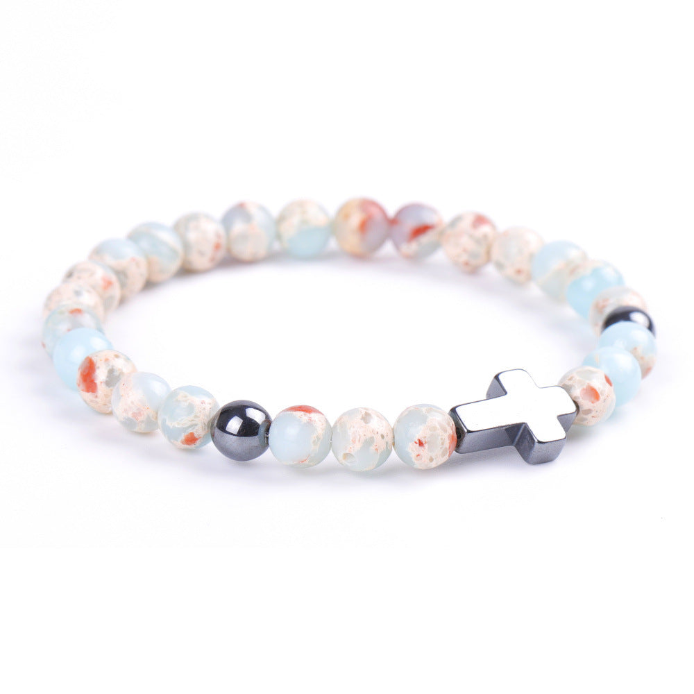 Black Magnet Cross Stone African Pine Bracelets