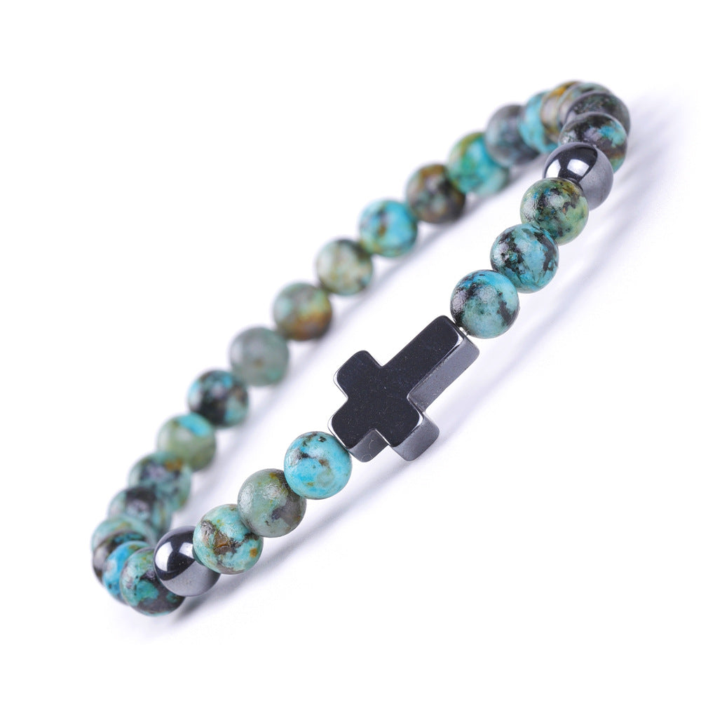 Black Magnet Cross Stone African Pine Bracelets