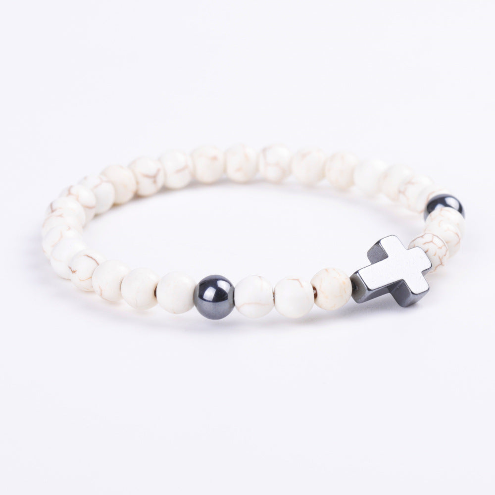 Black Magnet Cross Stone African Pine Bracelets