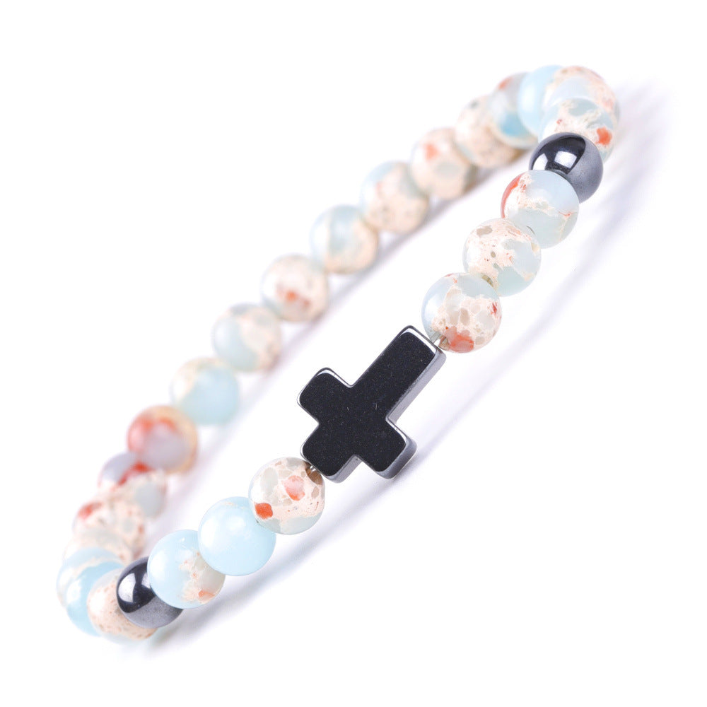Black Magnet Cross Stone African Pine Bracelets