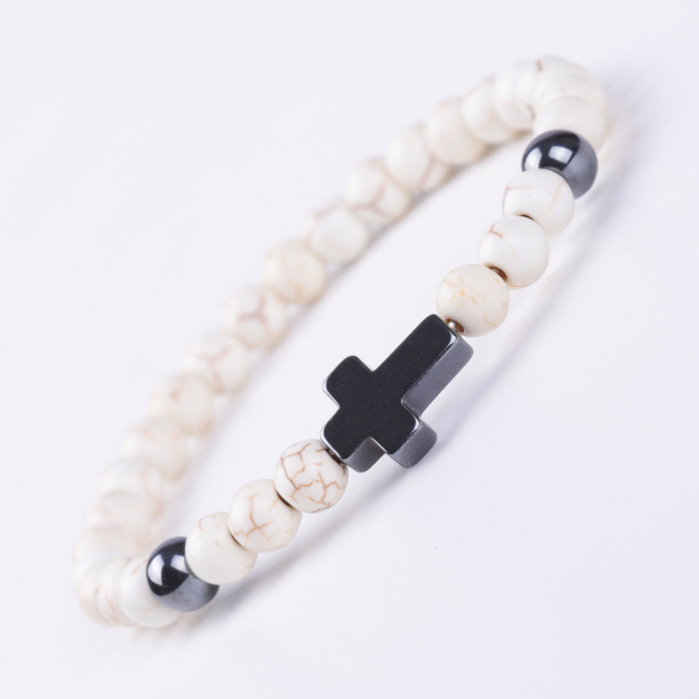 Black Magnet Cross Stone African Pine Bracelets