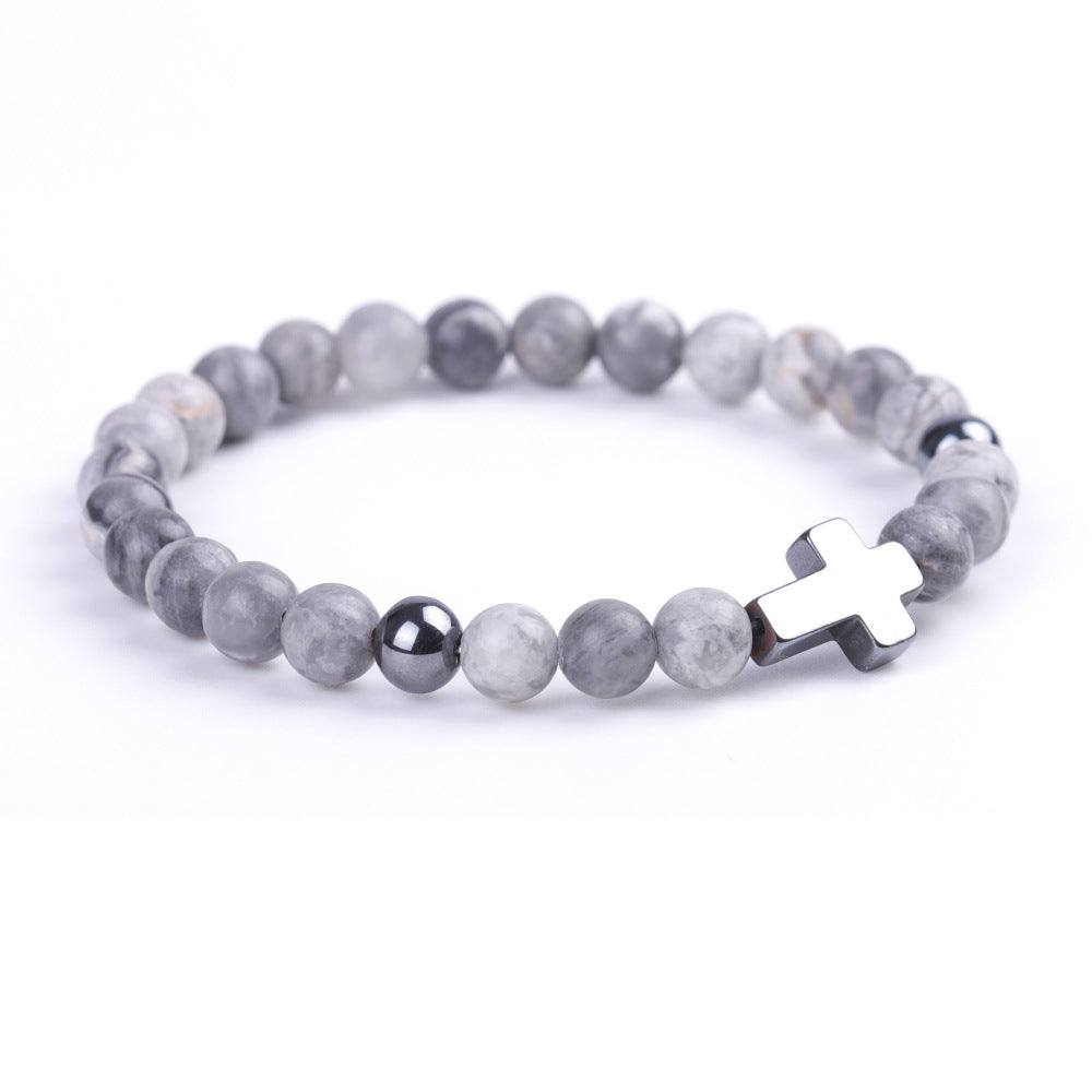 Black Magnet Cross Stone African Pine Bracelets