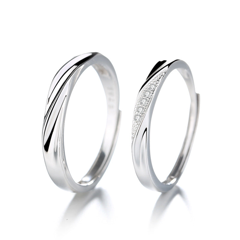 Women's & Men's Style Love Striped Double Twisted Three Groove Rings