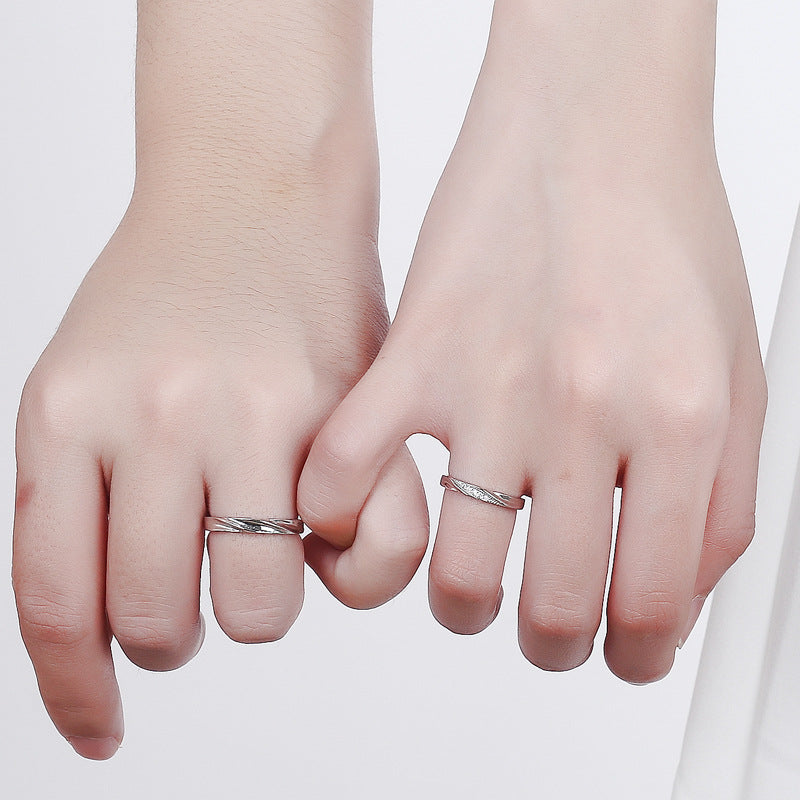 Women's & Men's Style Love Striped Double Twisted Three Groove Rings