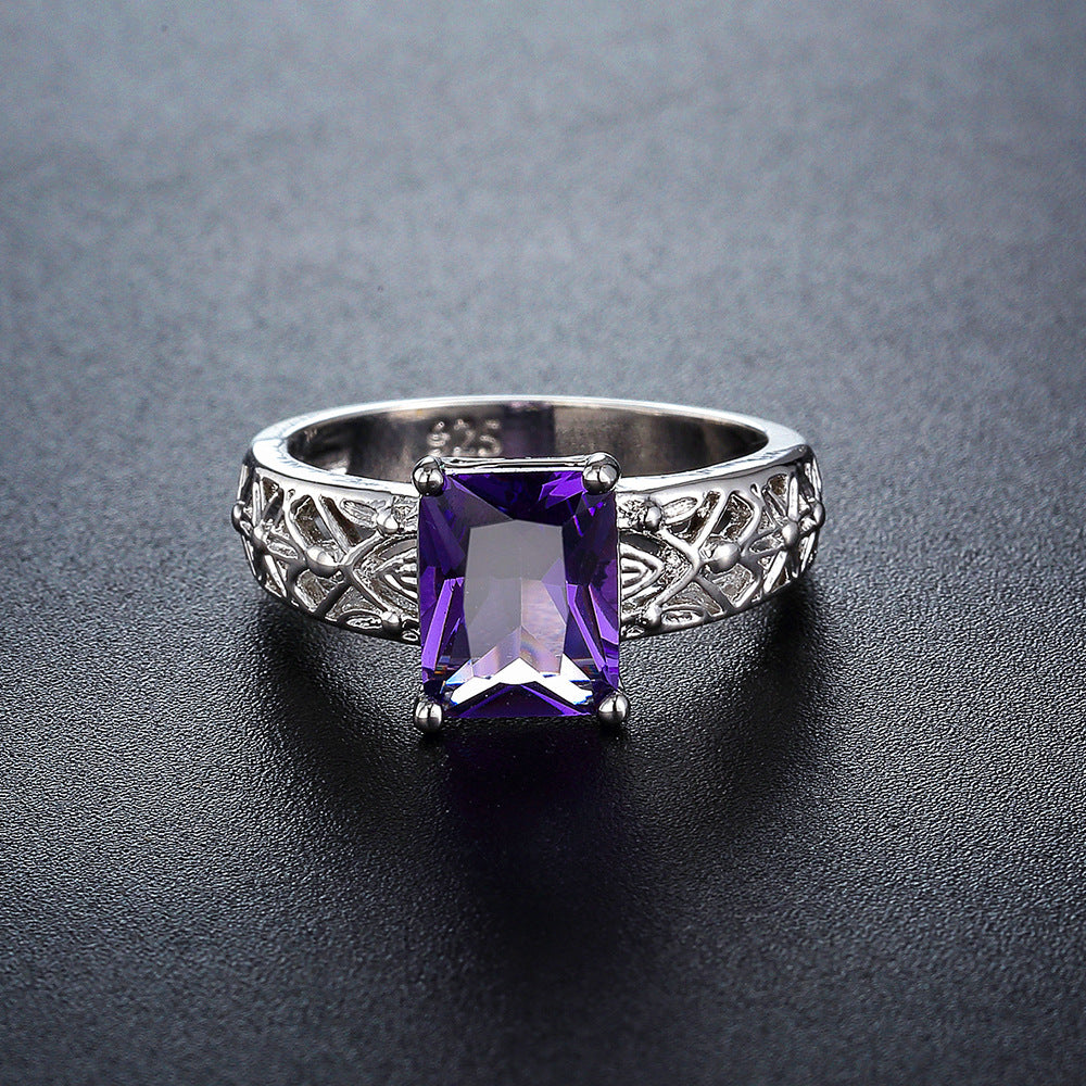 Purple Zircon Fashion Exquisite Small Inlaid Diamond Ring