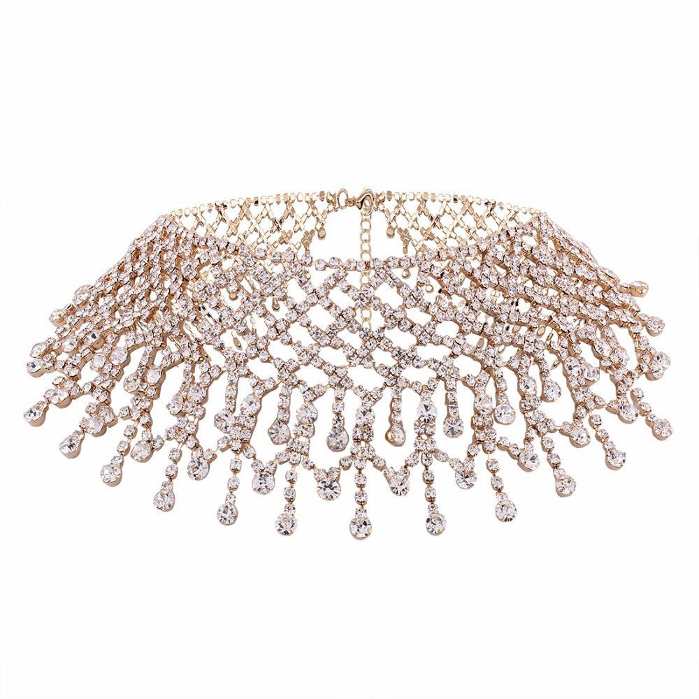 Women's Trendy Full Diamond Retro Exaggerated Water Necklaces