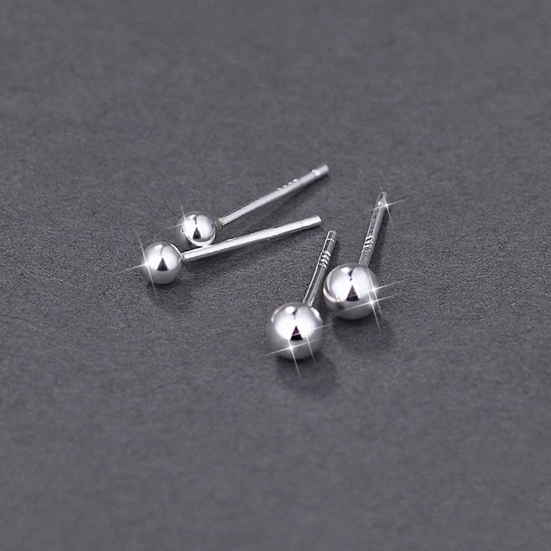 Women's Korean Sterling Sier Mini Round Beads Earrings