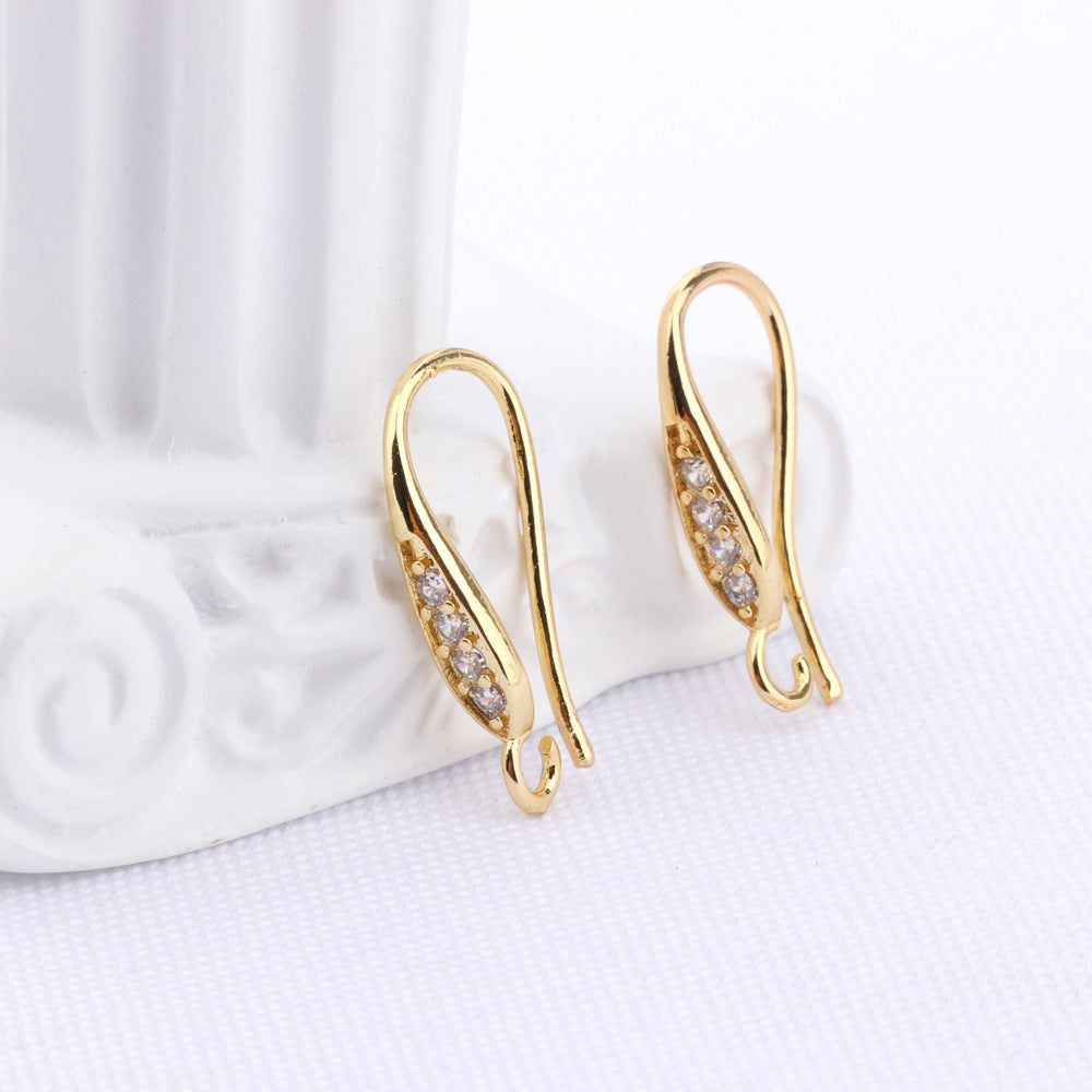 Women's Copper Plating Fashion Minimalism Handmade Inlaid Zircon Pearl Ear Hook