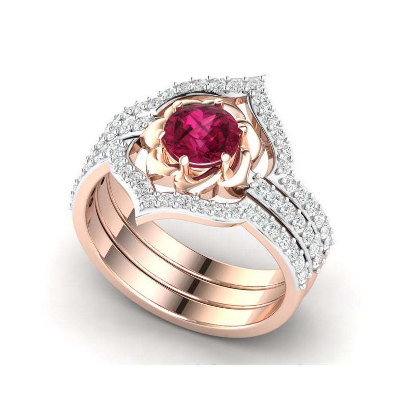 Ornament Rose Gold Fresh Zircon Three-piece Rings
