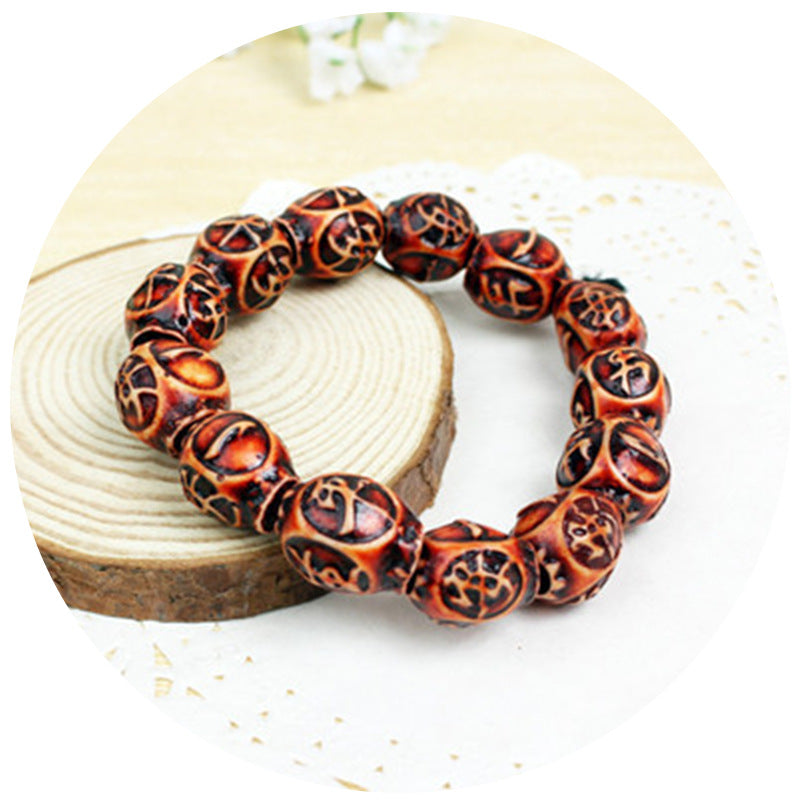 The Dragon Phoenix Life Safety Beaded Antique Imitation Yak Bone Bracelets
