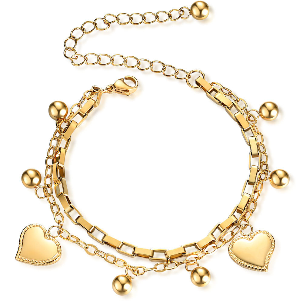 Versatile Personality Love Glossy Round Beads Stainless Bracelets