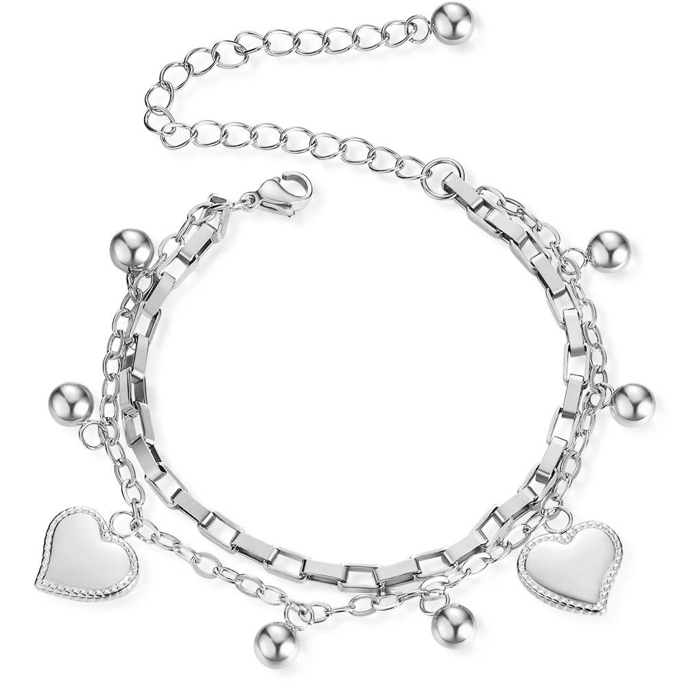 Versatile Personality Love Glossy Round Beads Stainless Bracelets