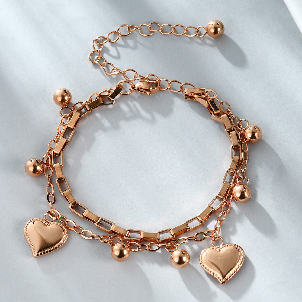 Versatile Personality Love Glossy Round Beads Stainless Bracelets