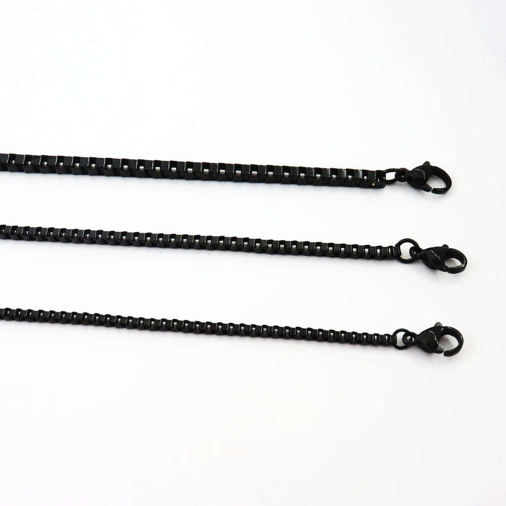 Stainless Steel Small Box Chain Vacuum Plating Black Necklaces