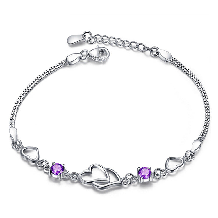 Fashion Sterling Sier Korean Style Heart-to-heart Bracelets