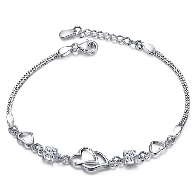 Fashion Sterling Sier Korean Style Heart-to-heart Bracelets