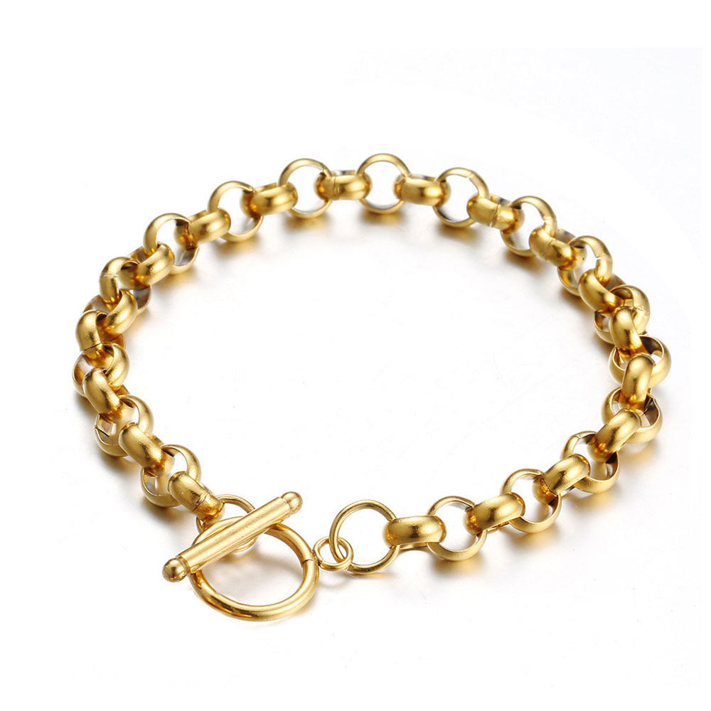 Exquisite Rose Gold Titanium Steel Simple O-shaped Chain Bracelet