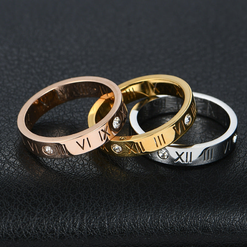 Roman Digital Mood Simple Gold Fashion Rings