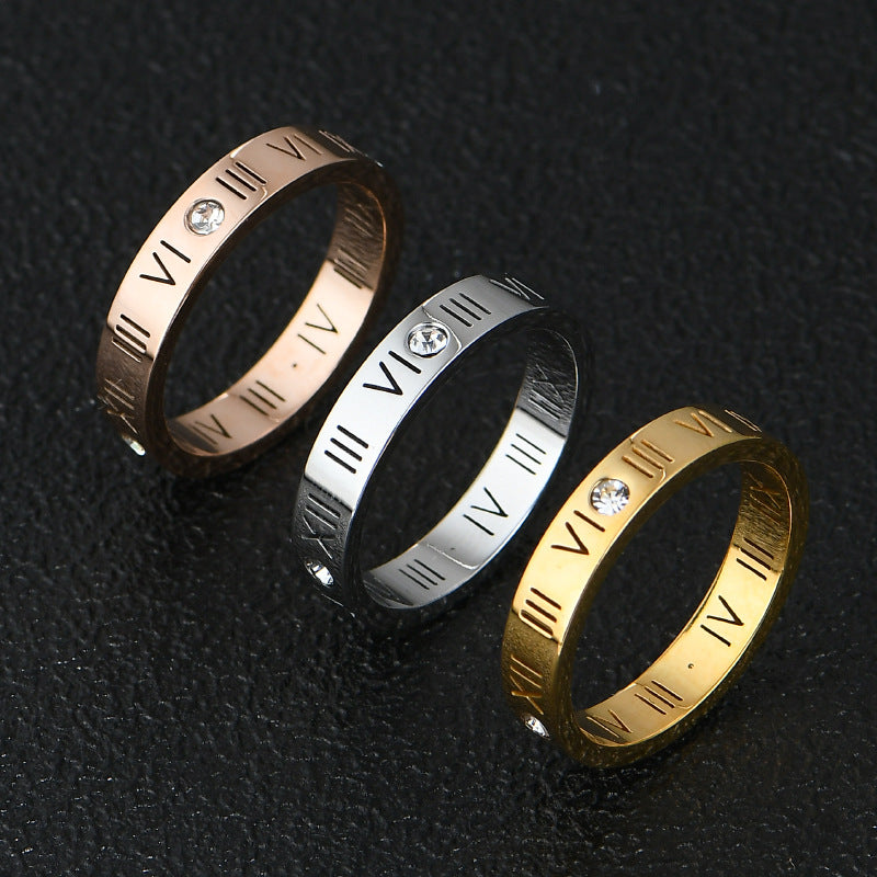Roman Digital Mood Simple Gold Fashion Rings