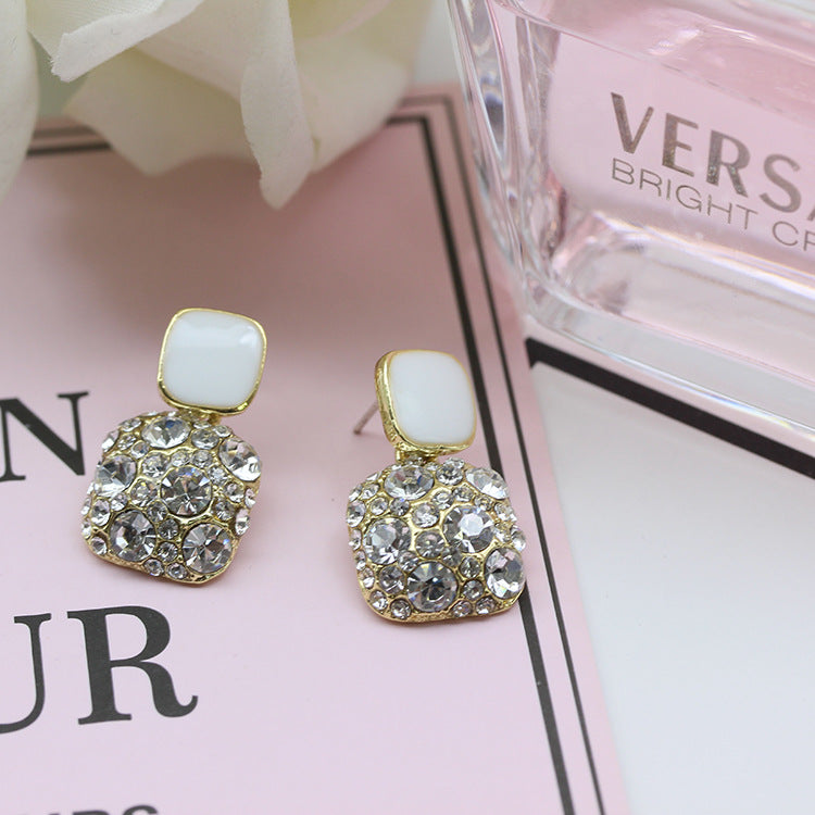 Women's Geometric Square Long Painting Oil Personalized Graceful Earrings