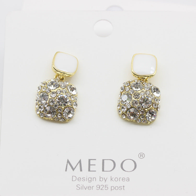 Women's Geometric Square Long Painting Oil Personalized Graceful Earrings
