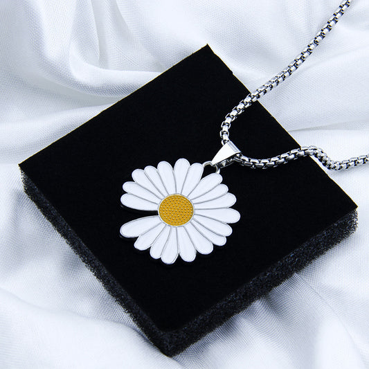 Daisy Titanium Steel Stainless Sunflower Male Female Necklaces