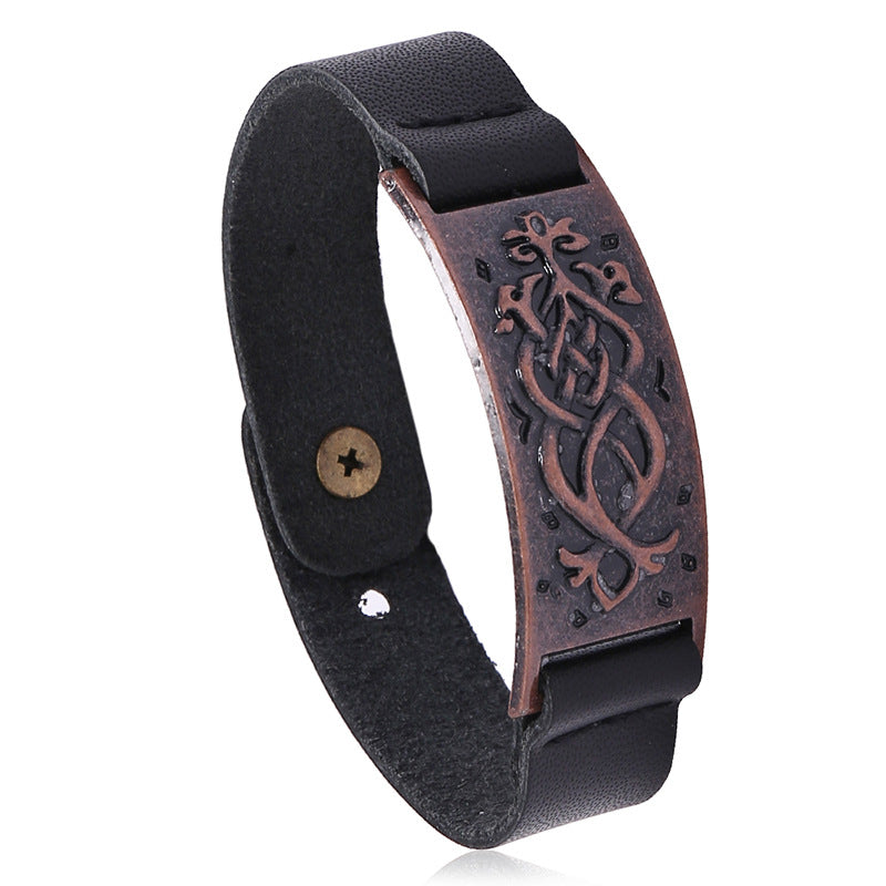 Men's Simple Cattle Leather Unique Hipster Ornament Bracelets