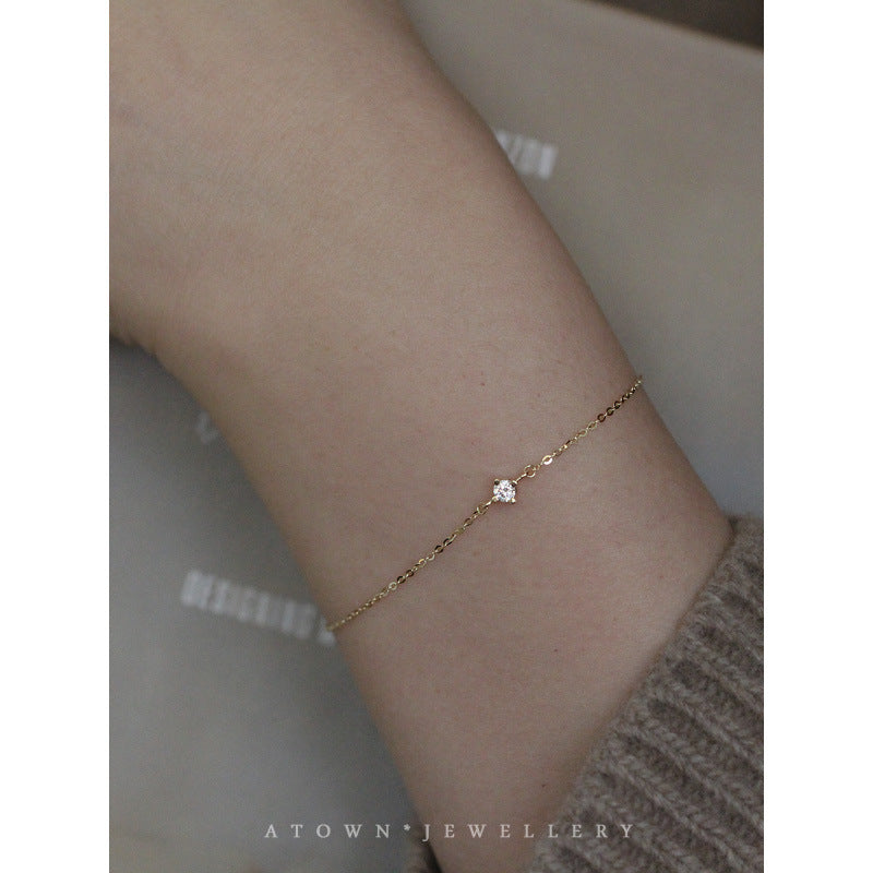 Women's Single Diamond Sterling Sier Gold-plated Zircon Super Versatile Bracelet