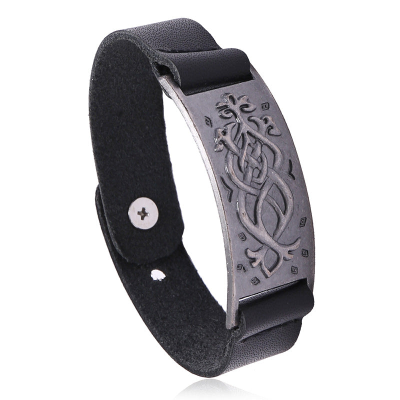 Men's Simple Cattle Leather Unique Hipster Ornament Bracelets