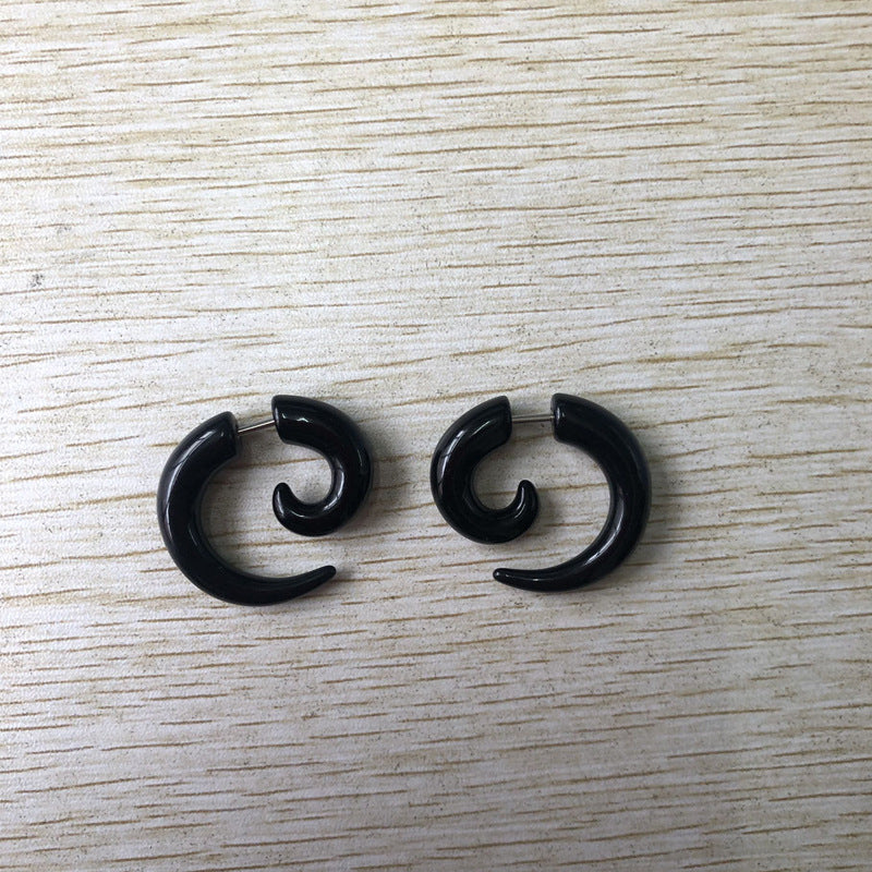 Acrylic Fake Auricle Stainless Steel Asymmetric Snail Earrings