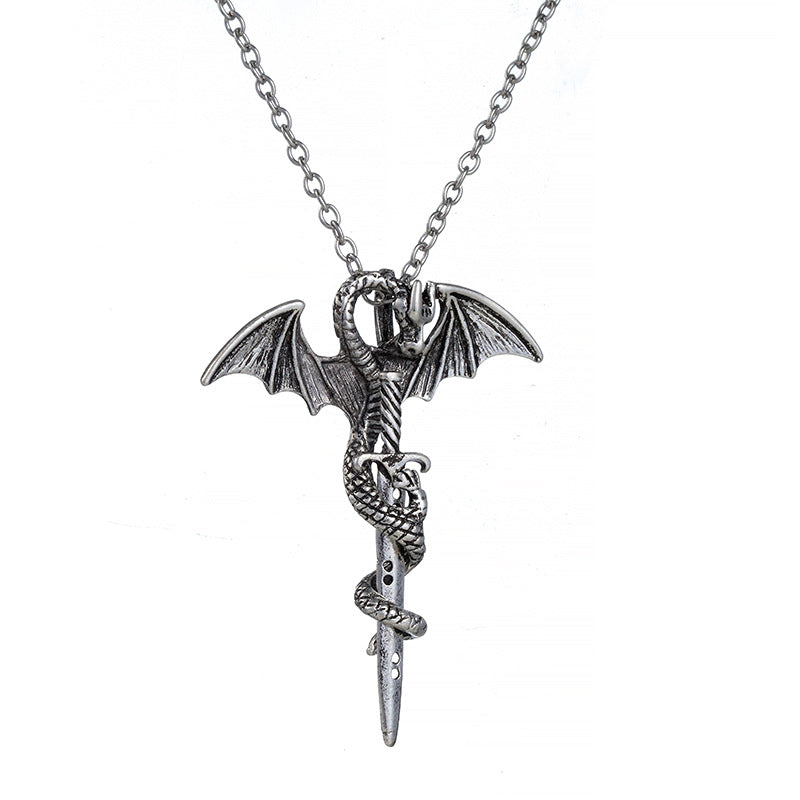 Charming Stall Pterosaur Gold Sier Sword Necklaces