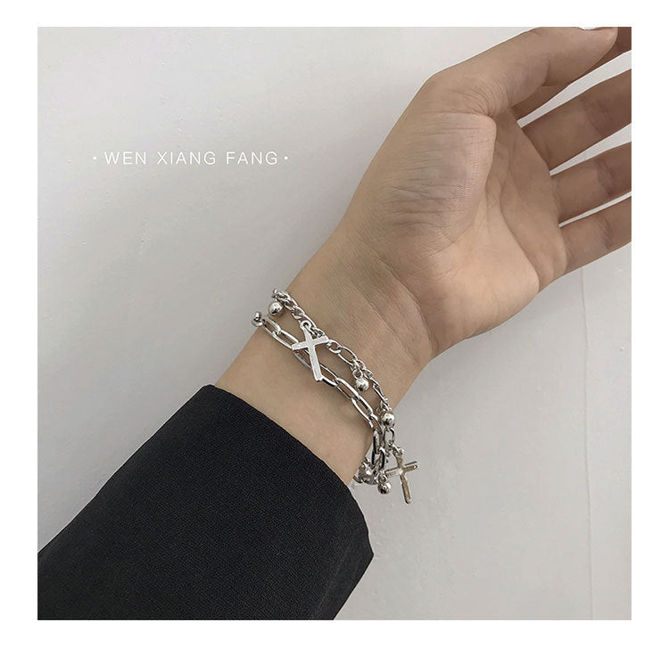 Women's Chain Cold Style Cross Disco Jumping Tide Bracelet