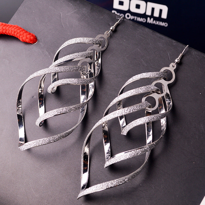 High Profile Retro Eardrops Alloy Frosted Earrings