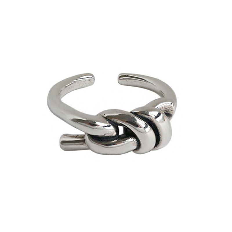 Knotted Sier Plated Retro Personality Trendy Cold String Clip Ring