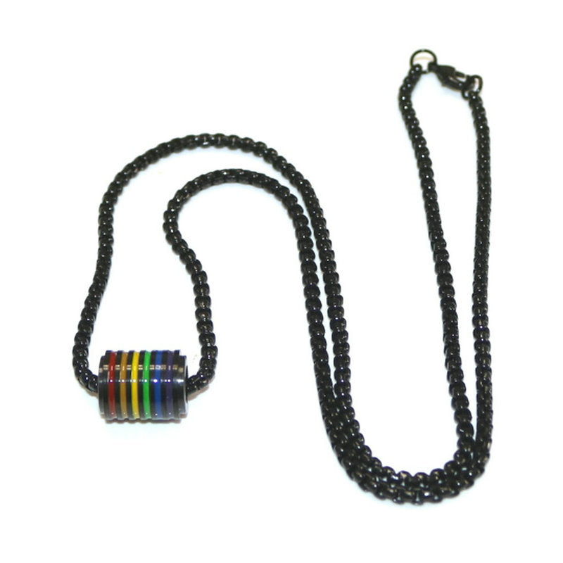 Women's & Men's Stainless Steel Color Epoxy Cylindrical Accessories Necklaces