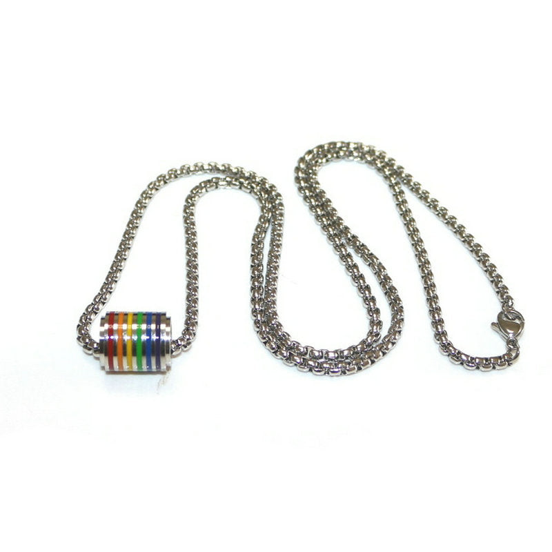 Women's & Men's Stainless Steel Color Epoxy Cylindrical Accessories Necklaces